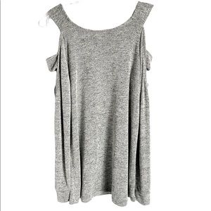 ⭐️ Pink Republic Gray Heather Light Sweater Like Open Shoulder Shirt Blouse Top